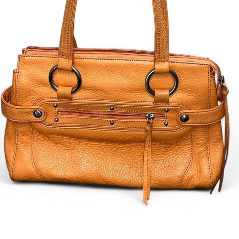 Stone Mountain Leather Purse Orange Satchel Storage Pockets